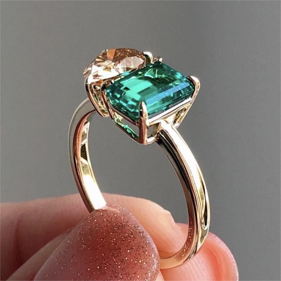 Crystal Engagement Ring Classic Gold Color