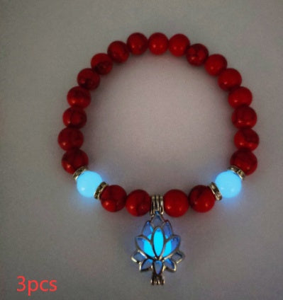 Energy Luminous Lotus Natural Stone Bracelet Yoga Healing Luminous Glow In The Dark Charm Beads Bracelet For Men Women Prayer Buddhism - Badi Jewellery store