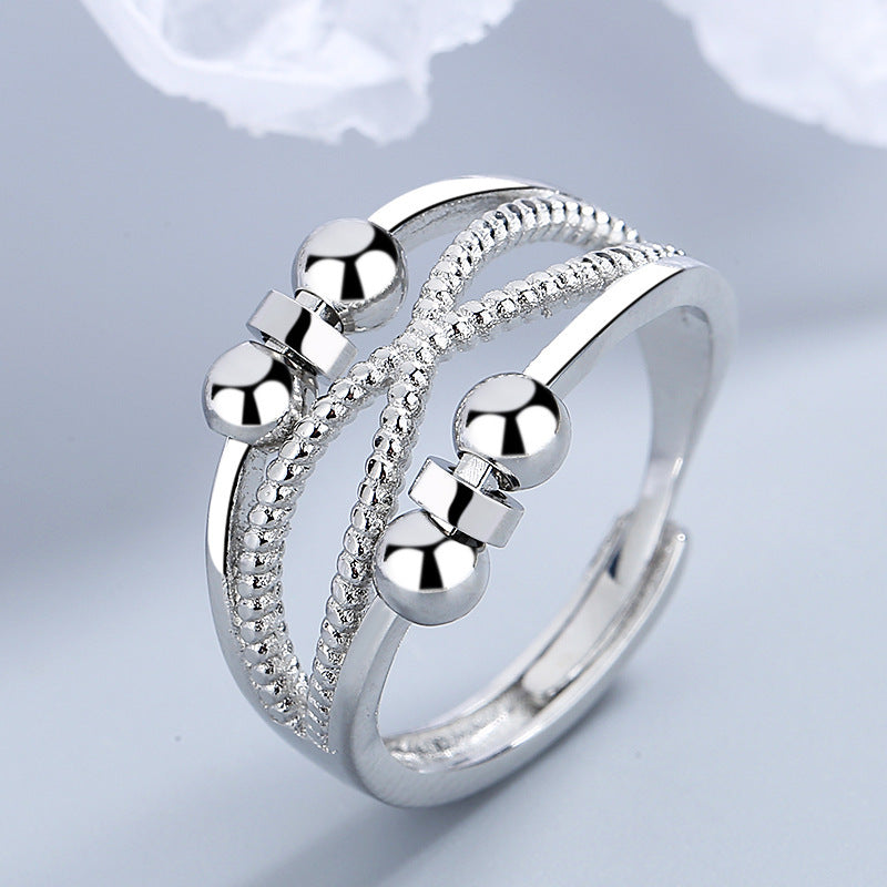 Rotatable Ring With Open Design Fashion Double-layered Hollow Line Anxiety Relief Rings For Women - Badi Jewellery store