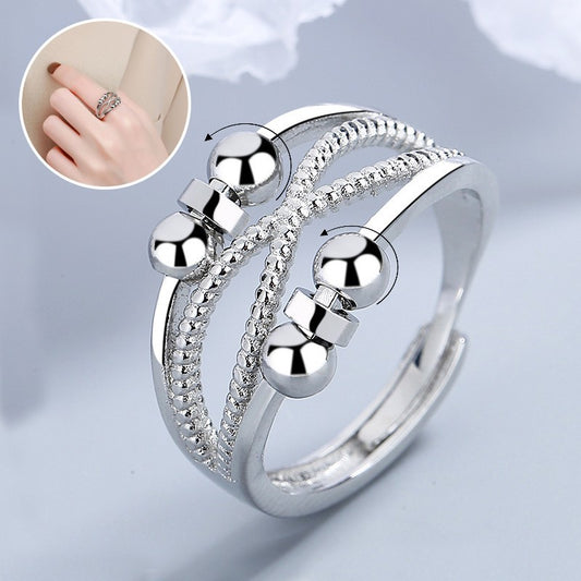 Rotatable Ring With Open Design Fashion Double-layered Hollow Line Anxiety Relief Rings For Women - Badi Jewellery store