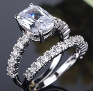 Double Stackable Set Rings 2Pcs For Women Wedding Engagement - Badi Jewellery store