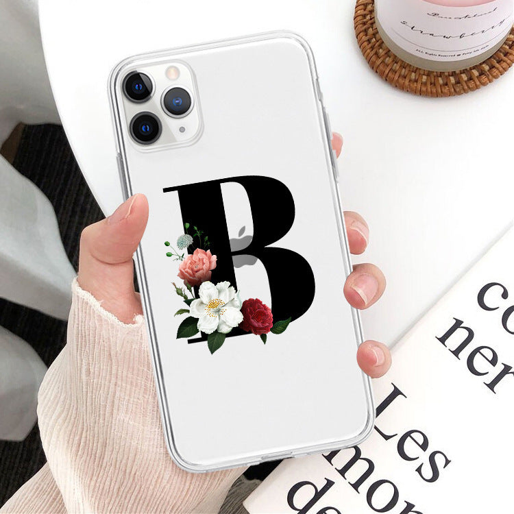 Flower alphabet mobile phone case