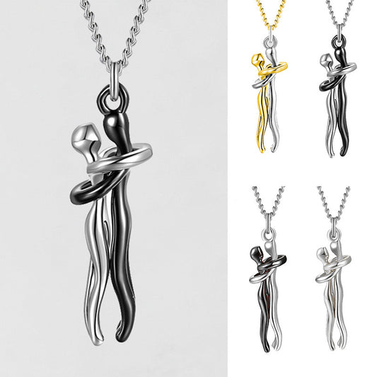 Love Hug Necklace Unisex Men Women Couple Jewelry Simple Temperament Clavicle Chain Valentines Day Lover Gift - Badi Jewellery store