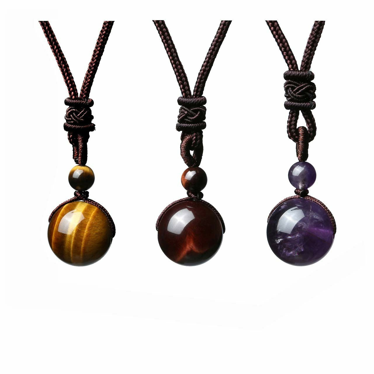 Fashion 16mm Natural Obsidian Pendant Amethyst Necklace For Men And Women - Badi Jewellery store
