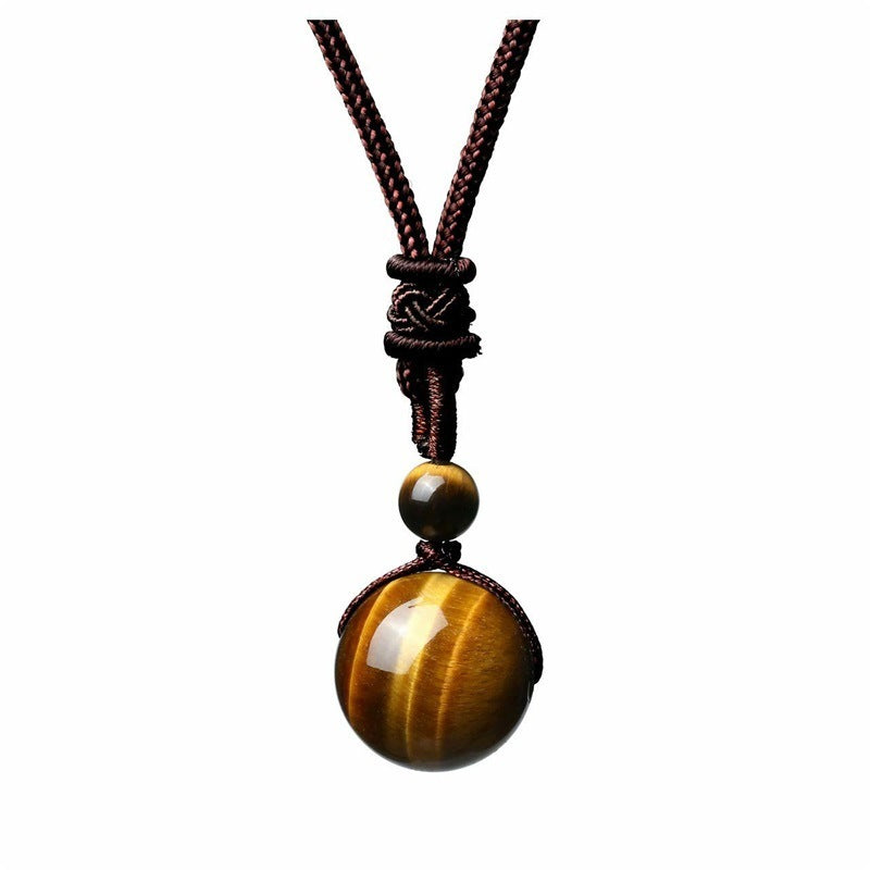 Fashion 16mm Natural Obsidian Pendant Amethyst Necklace For Men And Women - Badi Jewellery store