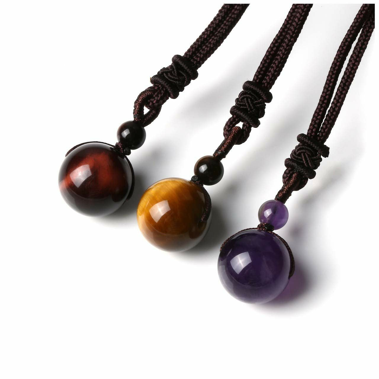 Fashion 16mm Natural Obsidian Pendant Amethyst Necklace For Men And Women - Badi Jewellery store