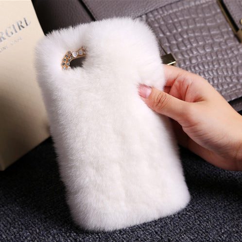 Compatible with Apple, New iphone7 plus mobile phone shellx Rex fur plush luxury fur protective sleeve fashionista