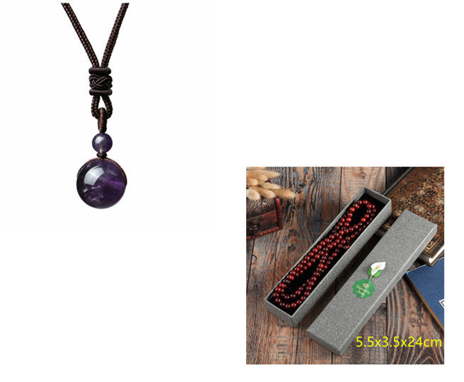 Fashion 16mm Natural Obsidian Pendant Amethyst Necklace For Men And Women - Badi Jewellery store