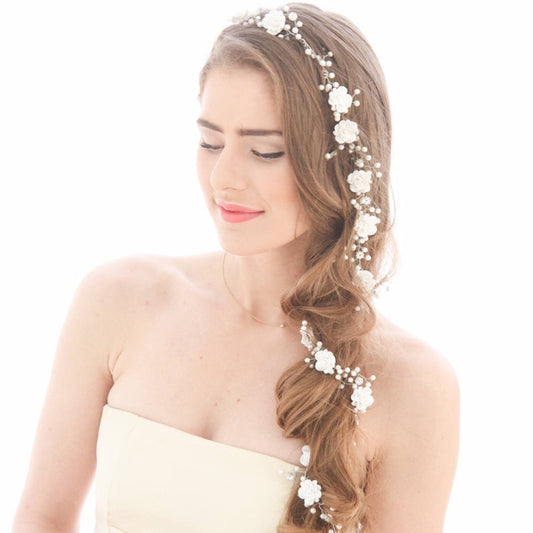 Bride's  pearl white flowers - Badi Jewellery store