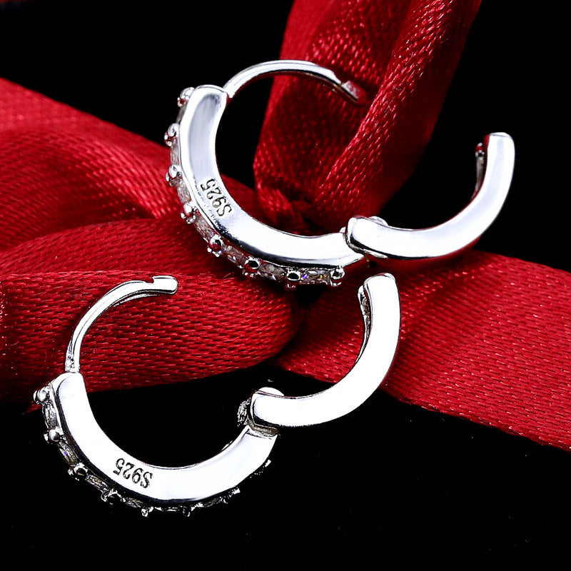 S925 Sterling Silver Needle Single Row Diamond Earrings For Women - Badi Jewellery store