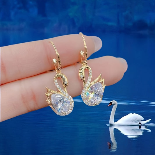 Sweet Rhinestone Swan Earrings Ins Fashion Earrings For Women Jewelry - Badi Jewellery store