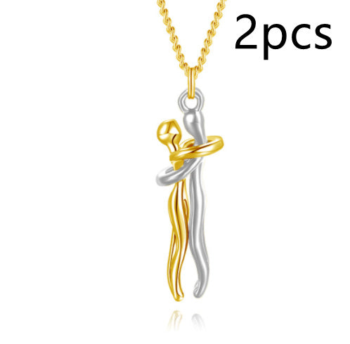 Love Hug Necklace Unisex Men Women Couple Jewelry Simple Temperament Clavicle Chain Valentines Day Lover Gift - Badi Jewellery store