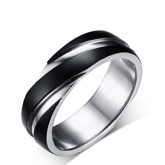Black Titanium Steel Twill Men's Ring - Badi Jewellery store