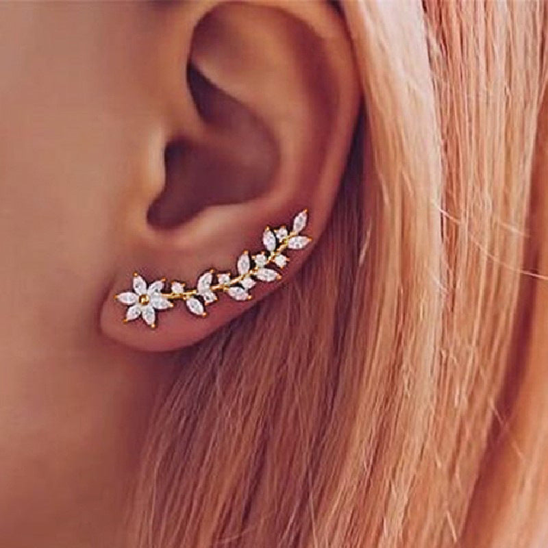 European And American Style Internet Celebrity Earring With Same Kind Full Diamond Flower Earrings For Women - Badi Jewellery store