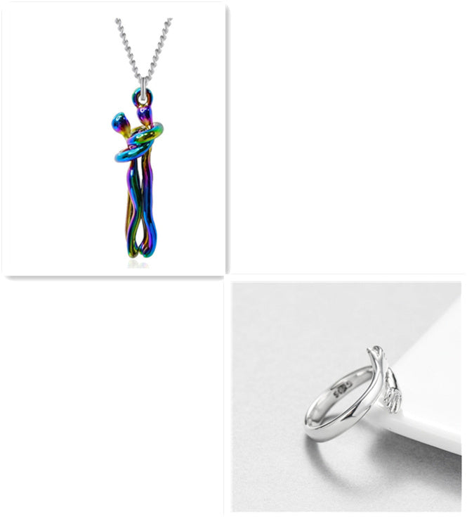 Love Hug Necklace Unisex Men Women Couple Jewelry Simple Temperament Clavicle Chain Valentines Day Lover Gift - Badi Jewellery store