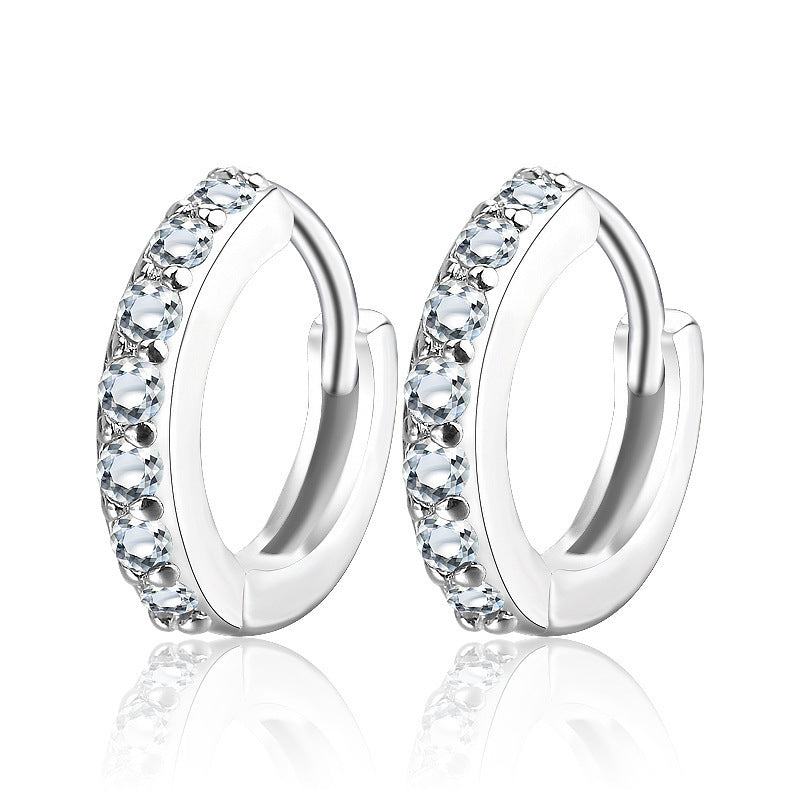 S925 Sterling Silver Needle Single Row Diamond Earrings For Women - Badi Jewellery store