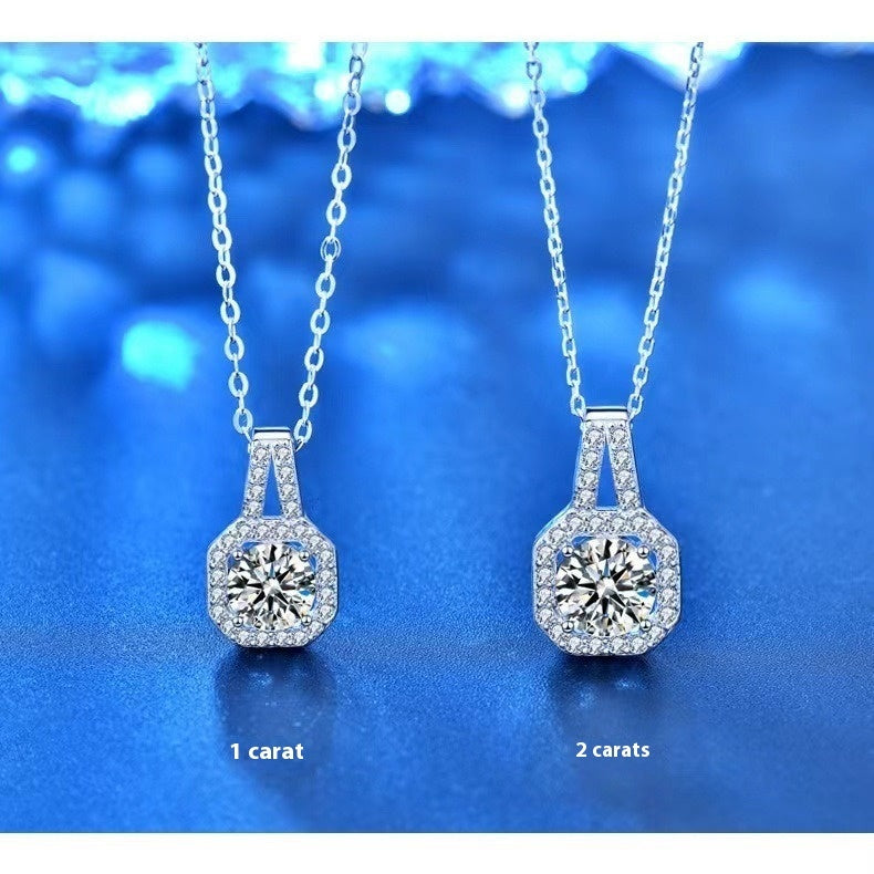 Moissanite S925 Sterling Silver Necklace For Women All-match Niche High Sense - Badi Jewellery store