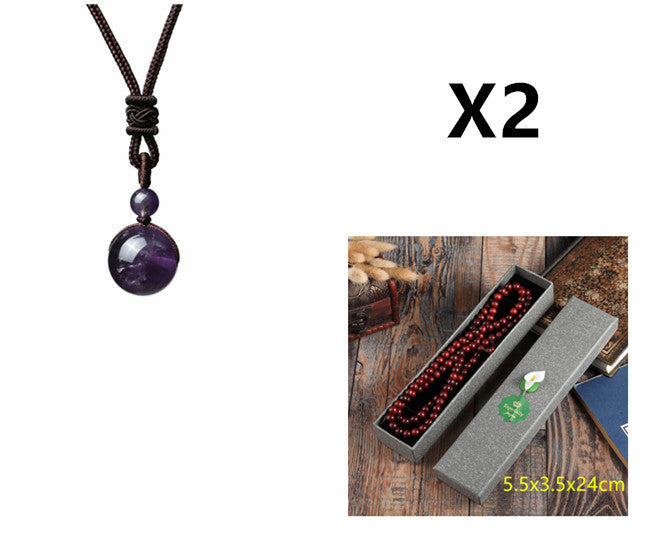 Fashion 16mm Natural Obsidian Pendant Amethyst Necklace For Men And Women - Badi Jewellery store