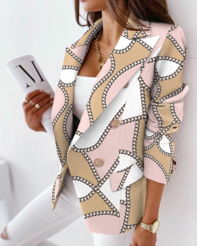 Women's Fashion Print Coat Suit