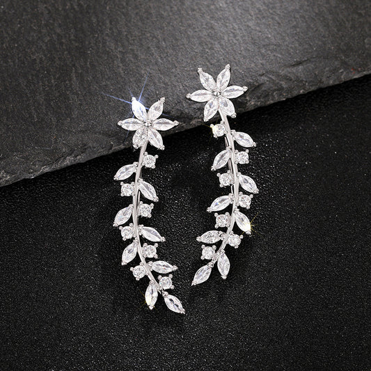 European And American Style Internet Celebrity Earring With Same Kind Full Diamond Flower Earrings For Women - Badi Jewellery store