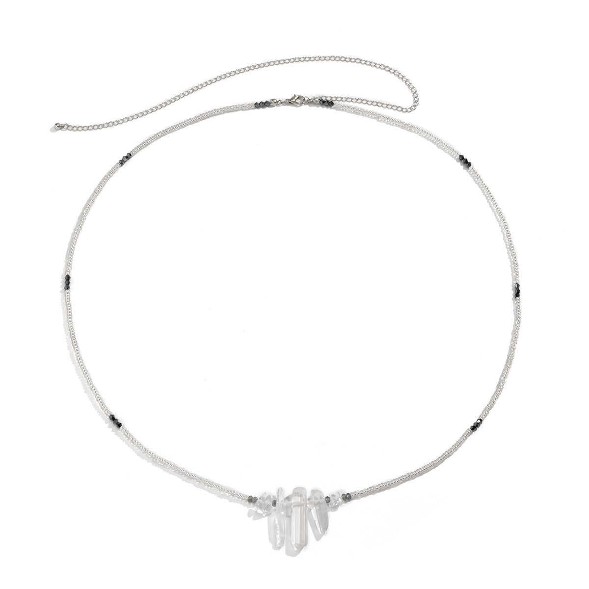 Simple Woven Rice Beads Single Layer Body Crystal Waist Chain - Badi Jewellery store