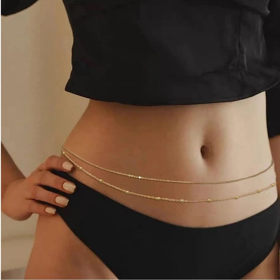 Women's Fashion Round Beads Chain Double-layer Waist Chain - Badi Jewellery store