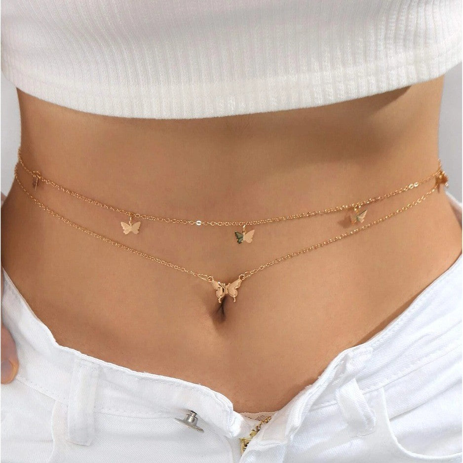 Women's Fashion Round Beads Chain Double-layer Waist Chain - Badi Jewellery store