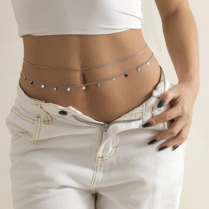 Women's Fashion Round Beads Chain Double-layer Waist Chain - Badi Jewellery store