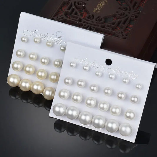 New 12pairs/set Pearl Earrings Set For Women - Badi Jewellery store