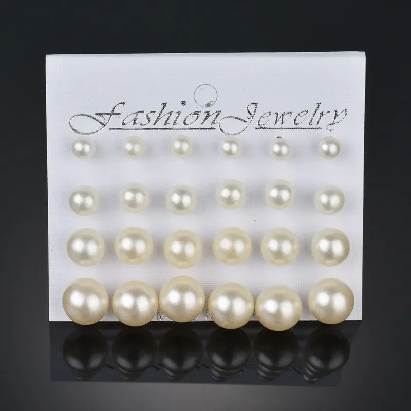 New 12pairs/set Pearl Earrings Set For Women - Badi Jewellery store