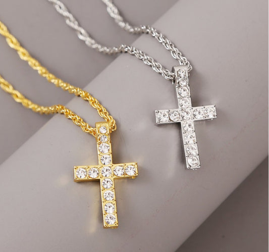 Cross Pendant Necklaces For Women Men Punk Hiphop Rope Chain On Neck Rapper Jewelry - Badi Jewellery store