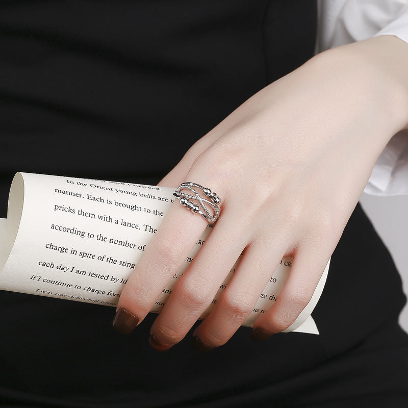 Rotatable Ring With Open Design Fashion Double-layered Hollow Line Anxiety Relief Rings For Women - Badi Jewellery store