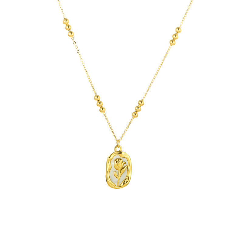 Simple Rose White Shell Pendant Necklace For Women - Badi Jewellery store