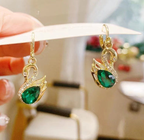 Sweet Rhinestone Swan Earrings Ins Fashion Earrings For Women Jewelry - Badi Jewellery store